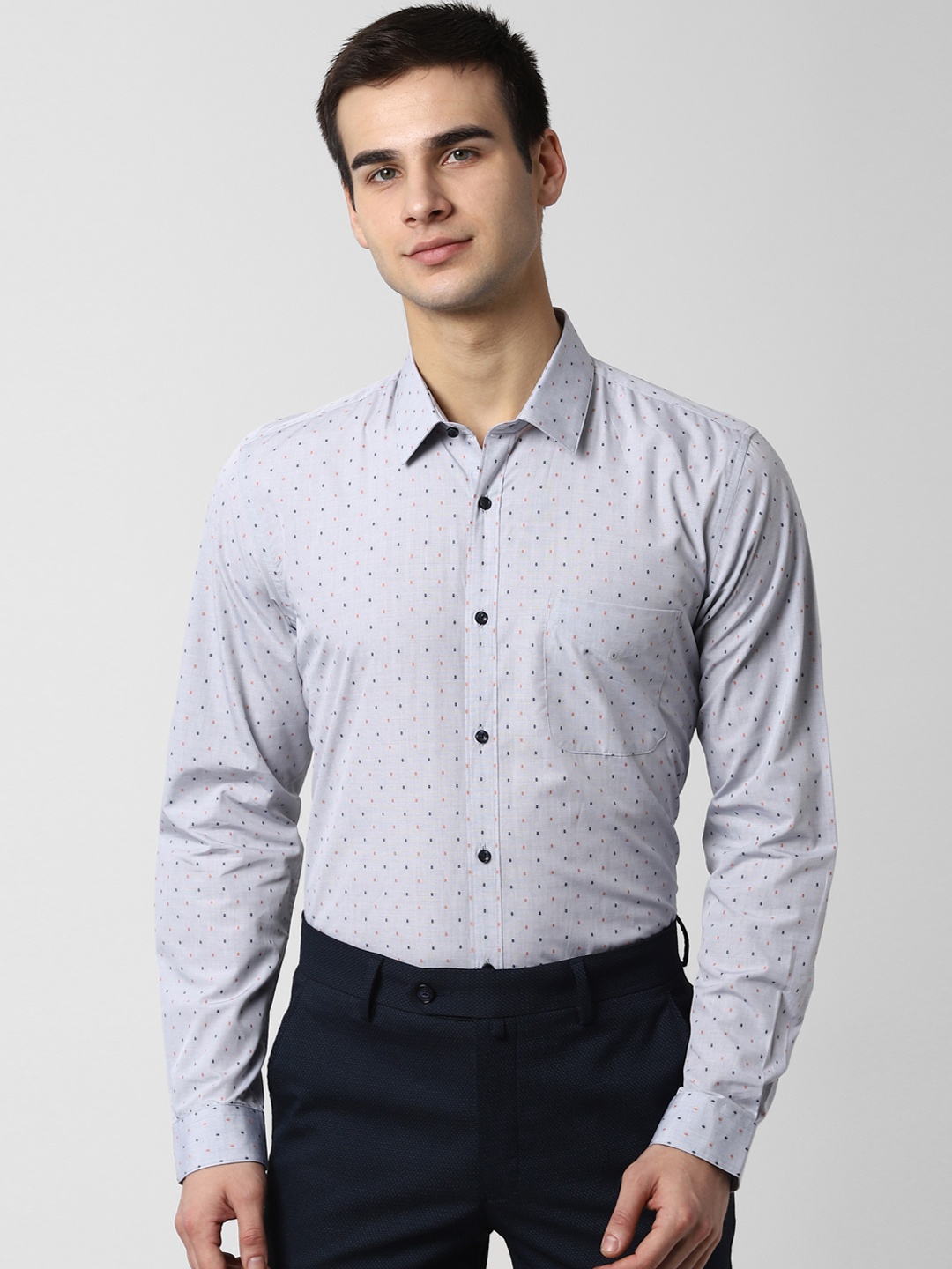 

Peter England Men Blue Regular Fit Printed Semiformal Shirt