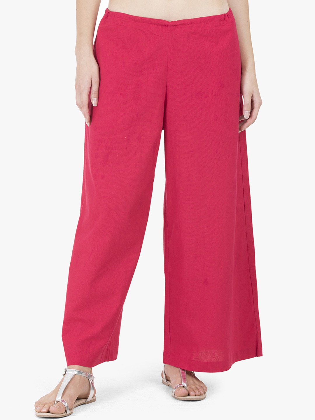 

GRASS by Gitika Goyal Women Pink Solid Wide Leg Palazzos