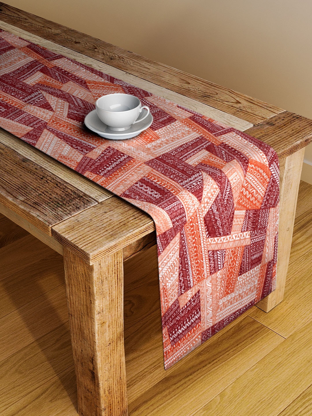 

Alina decor Maroon & White Digital Printed Table Runner