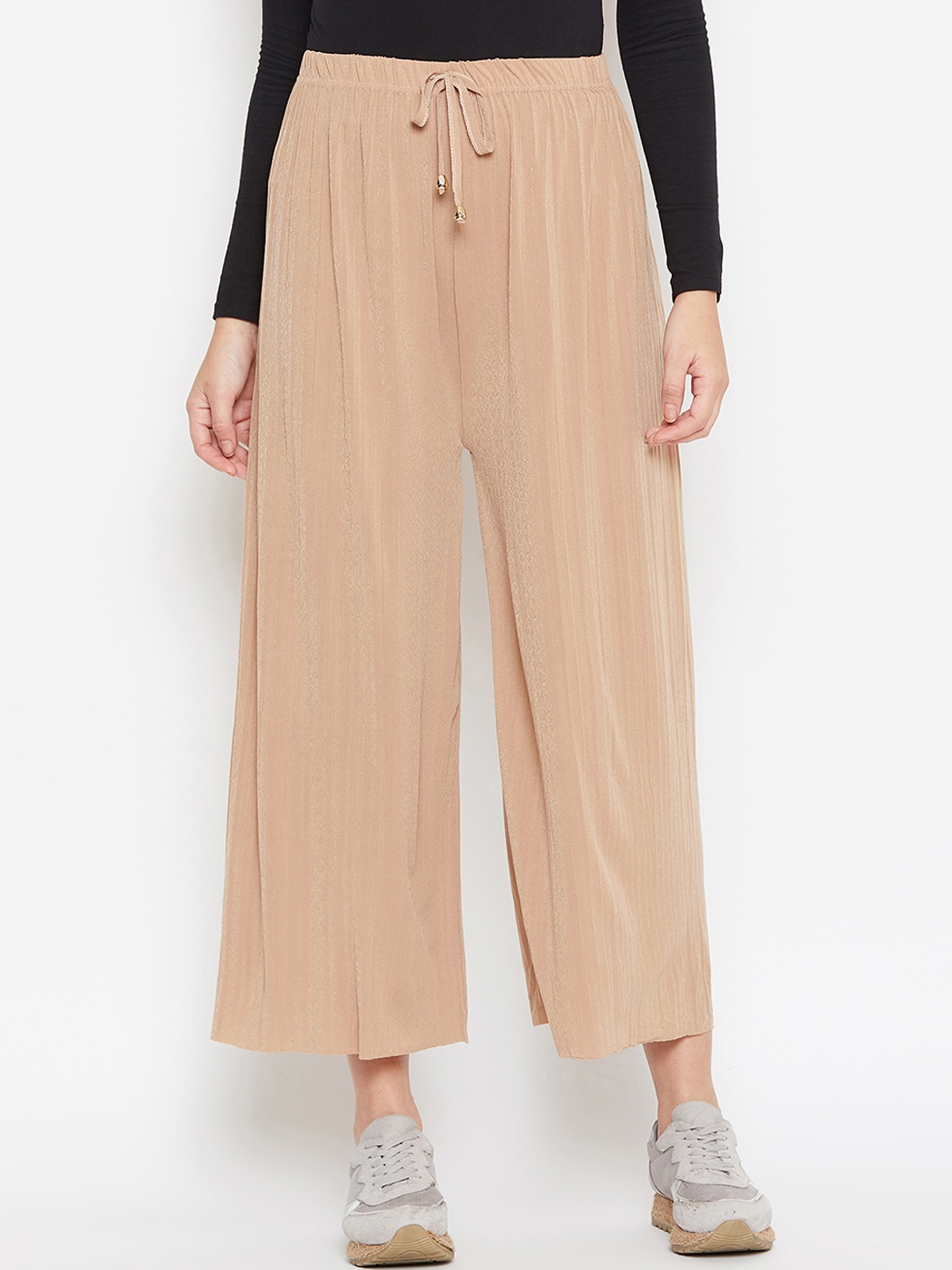 

Camey Women Cream-Coloured Solid Straight Palazzos