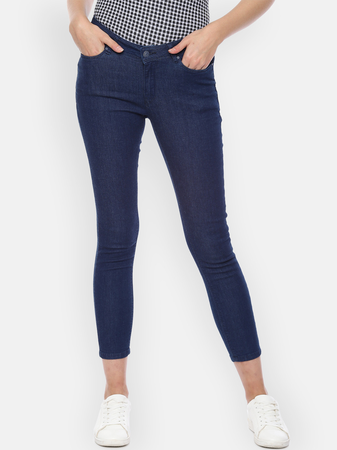 

Allen Solly Woman Women Blue Slim Fit Mid-Rise Clean Look Cropped Stretchable Jeans
