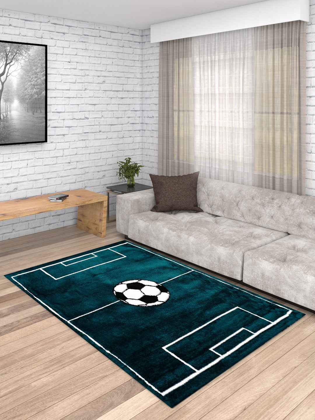 

PRESTO Green & White Football Field Printed Anti-Skid Carpet