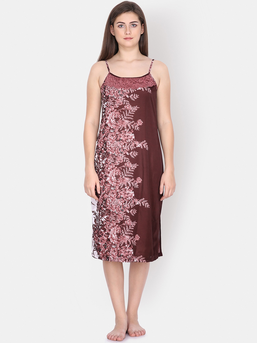 

Klamotten Brown Printed Satin Nightdress