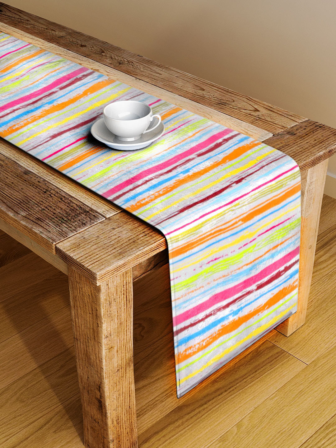 

Alina decor White & Orange Digital Printed Table Runner