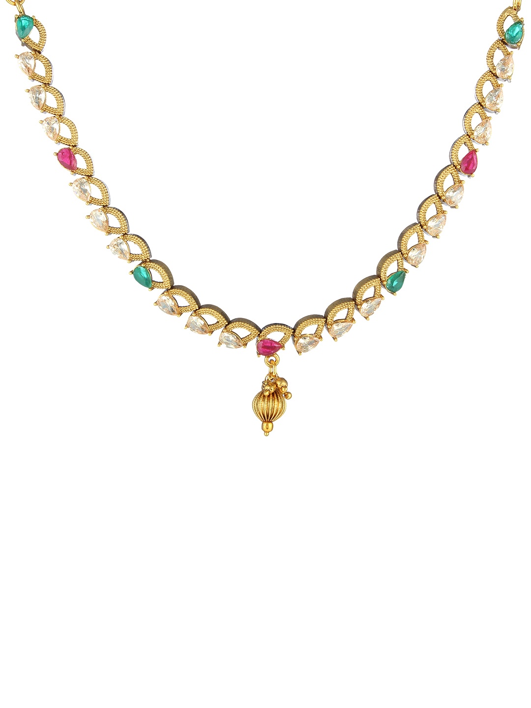 

Adwitiya Collection Gold-Plated Pink & Green Antique Jewellery Set