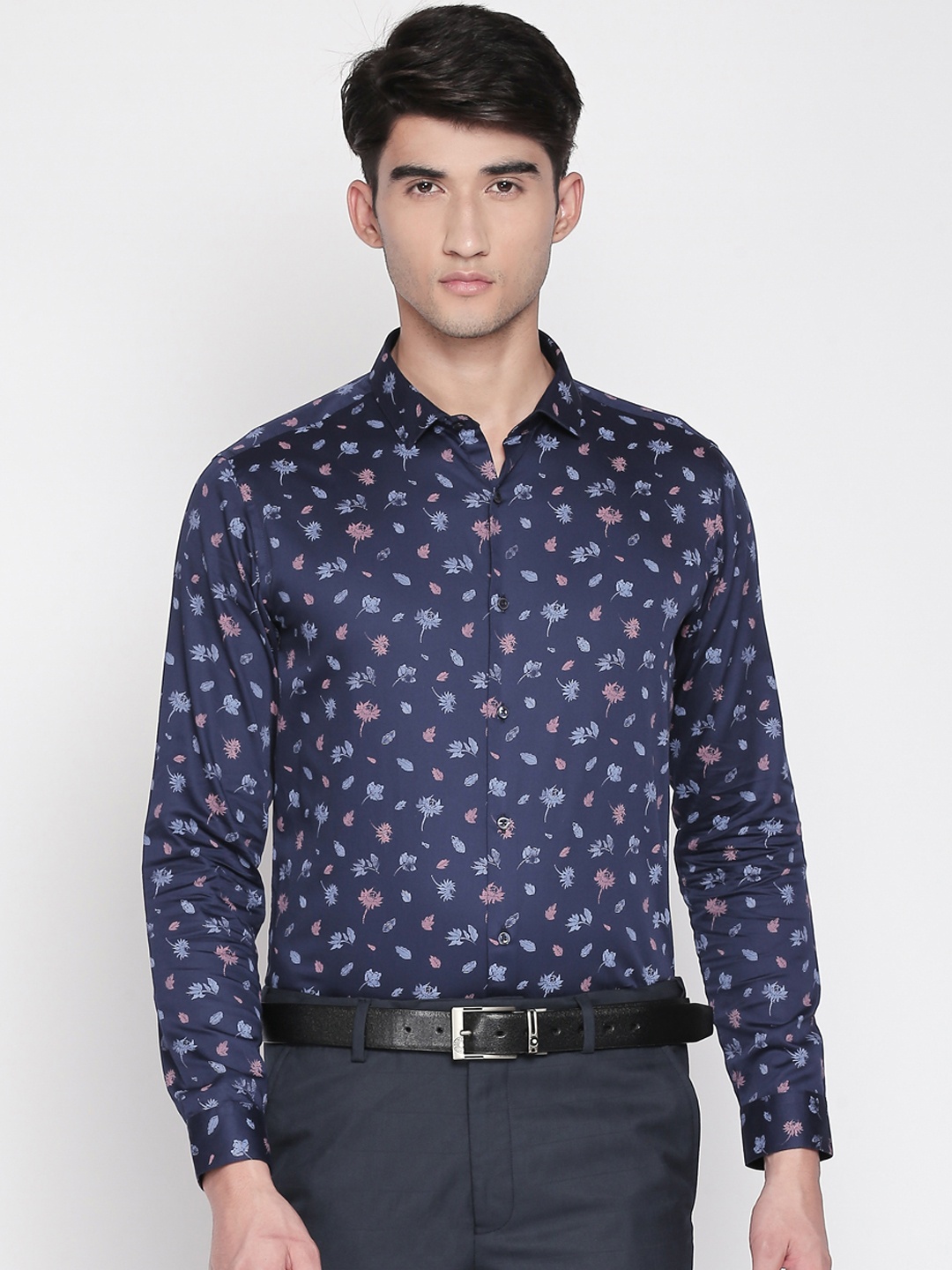 

RICHARD PARKER by Pantaloons Men Blue Slim Fit Printed Formal Shirt