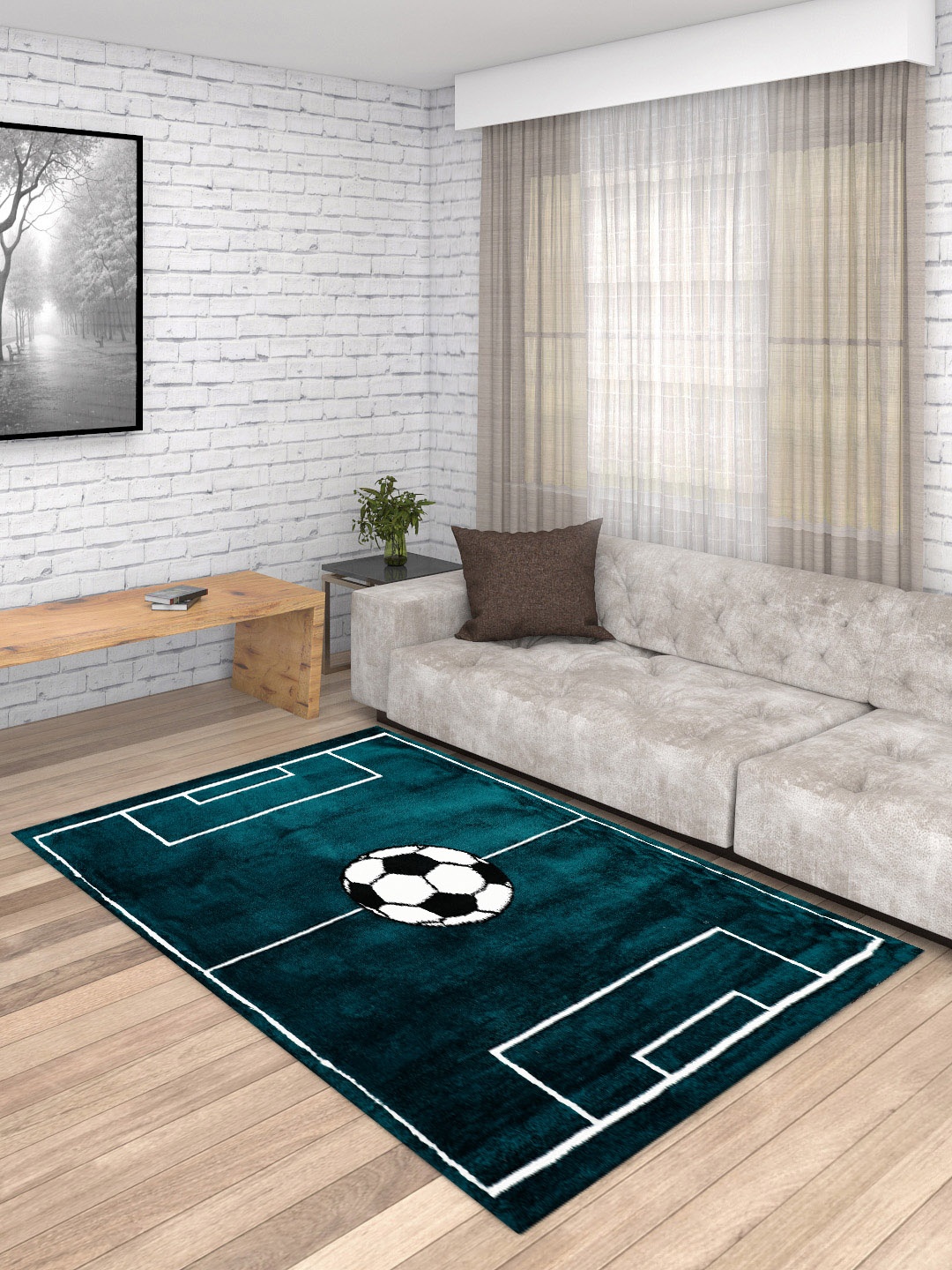 

PRESTO Green & White Football Field Printed Anti-Skid Carpet