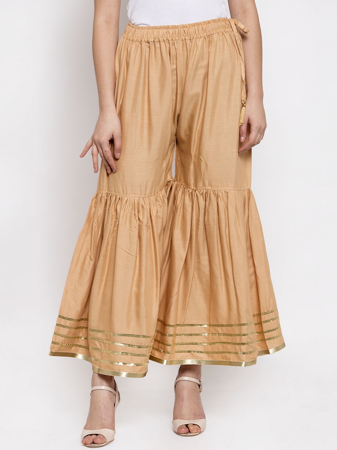 

TAG 7 Women Beige Hem Design Flared Sharara