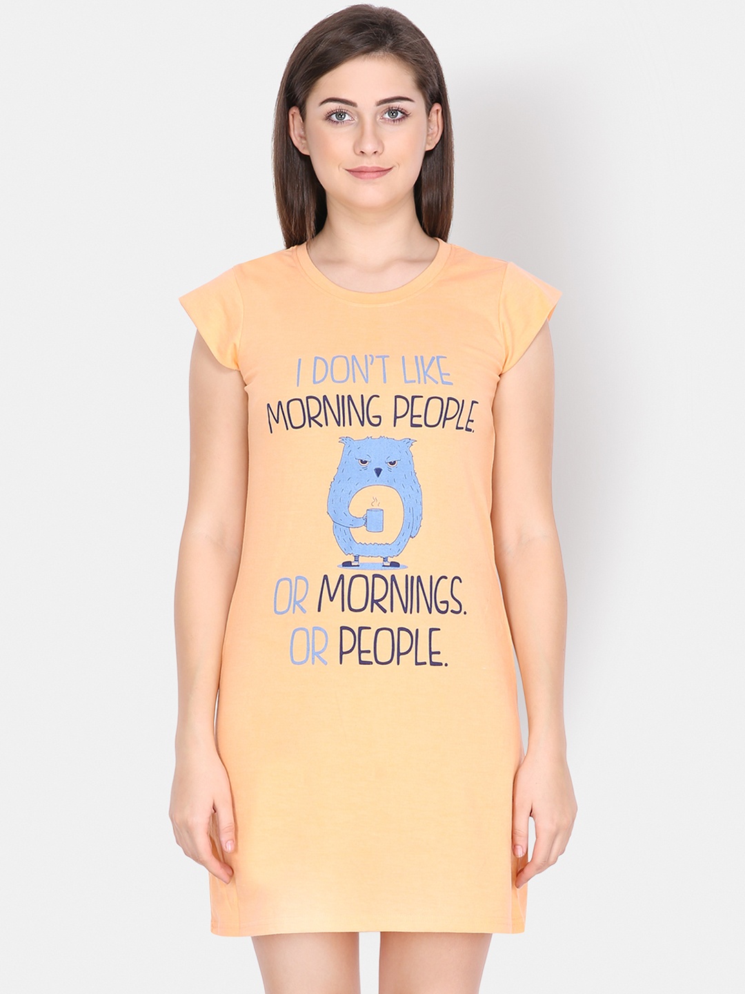 

Klamotten Peach-Coloured Printed Sleep Shirt