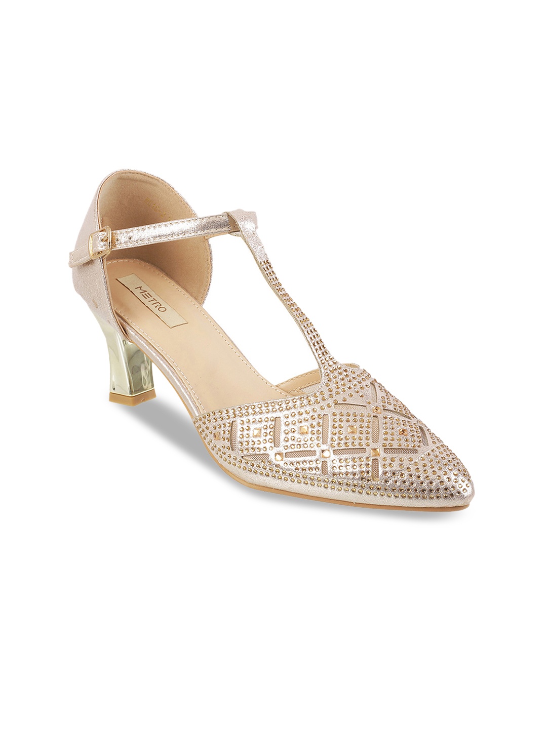 

Metro Women Gold-Toned Embellished Pumps