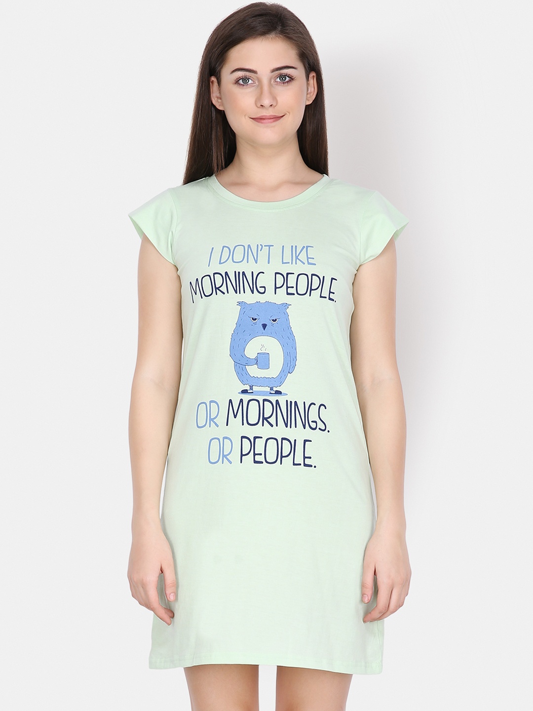 

Klamotten Green & Blue Printed Sleep Shirt