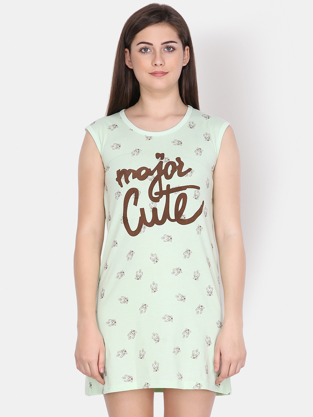

Klamotten Green Printed Sleep Shirt