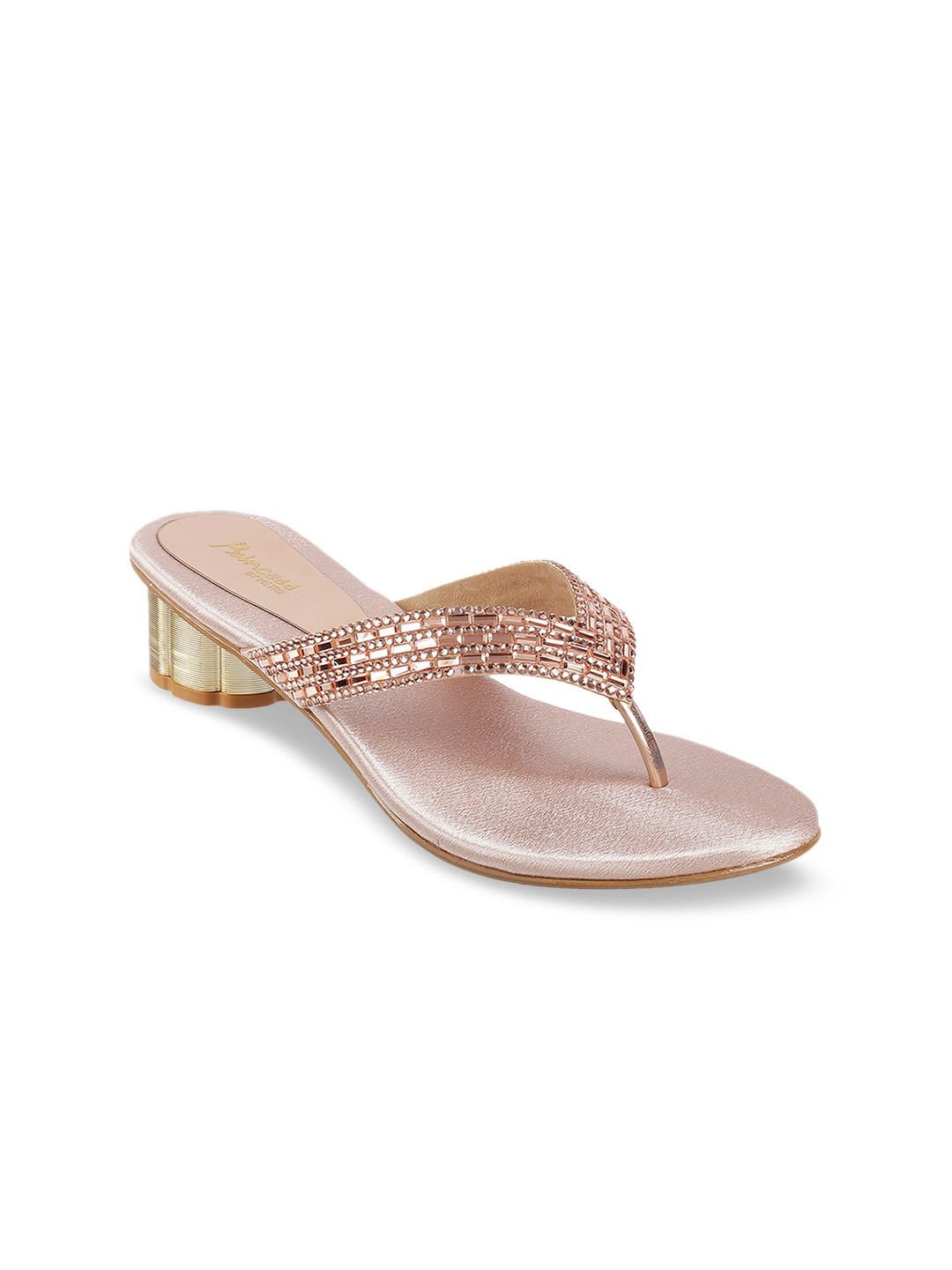 

Metro Women Muted Gold-Toned & Rose Gold-Toned Embellished Heels