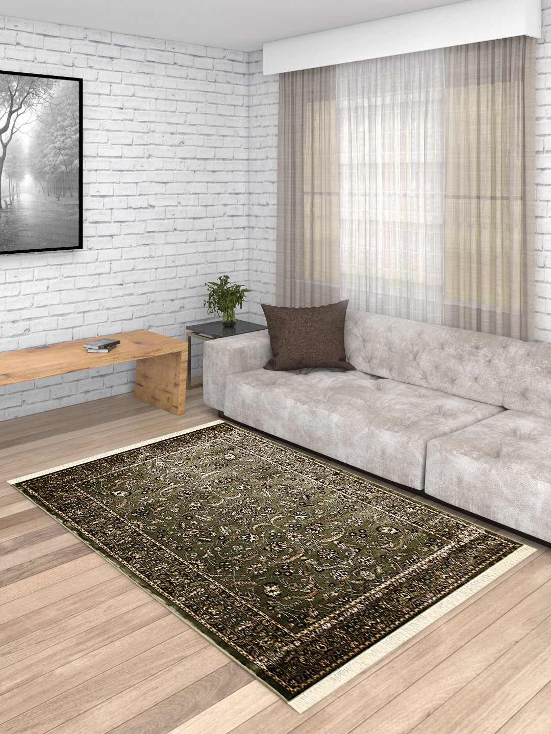 

PRESTO Green Printed Anti-Skid Silk Carpet