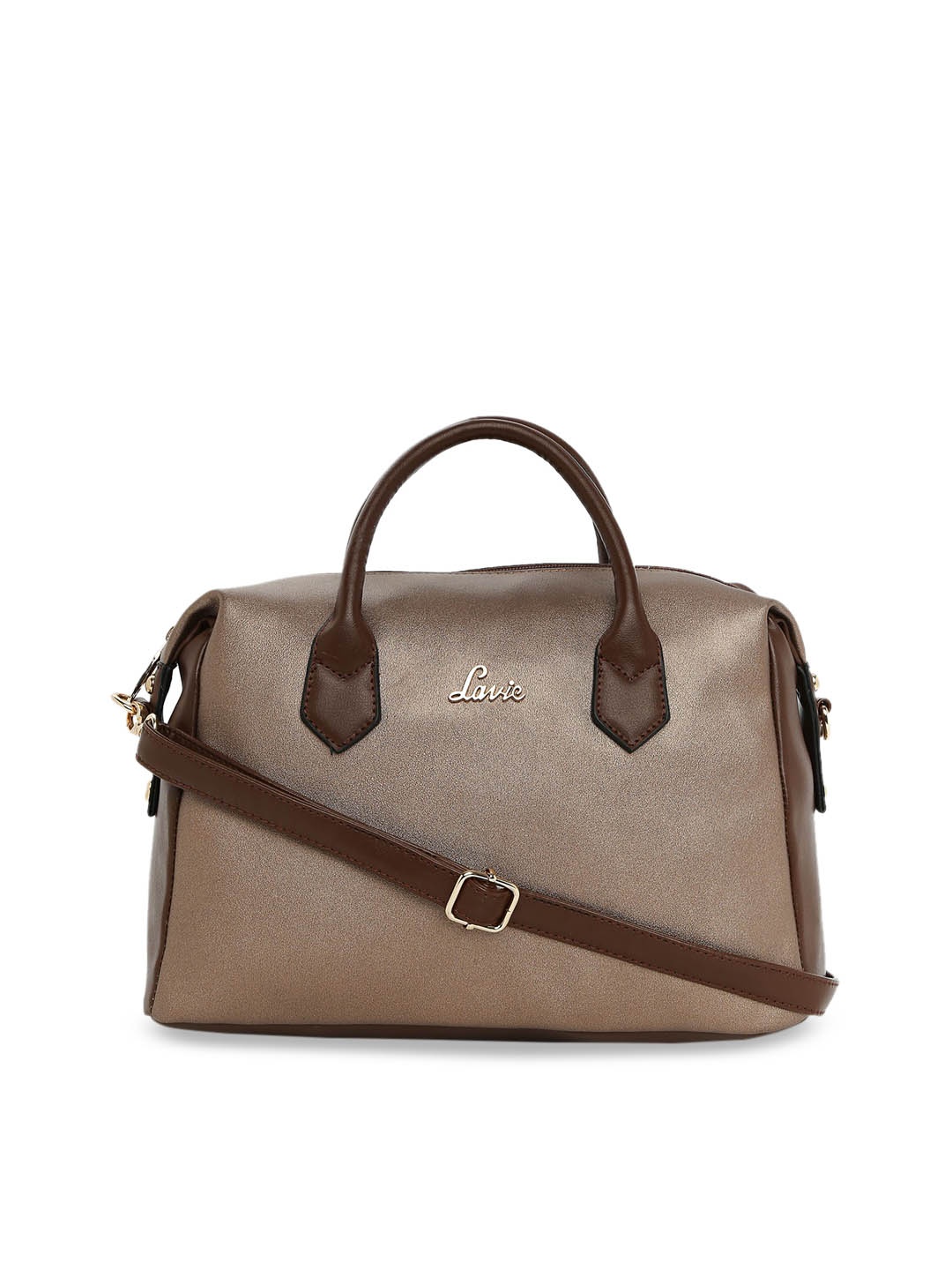 

Lavie Brown Colourblocked Handheld Bag