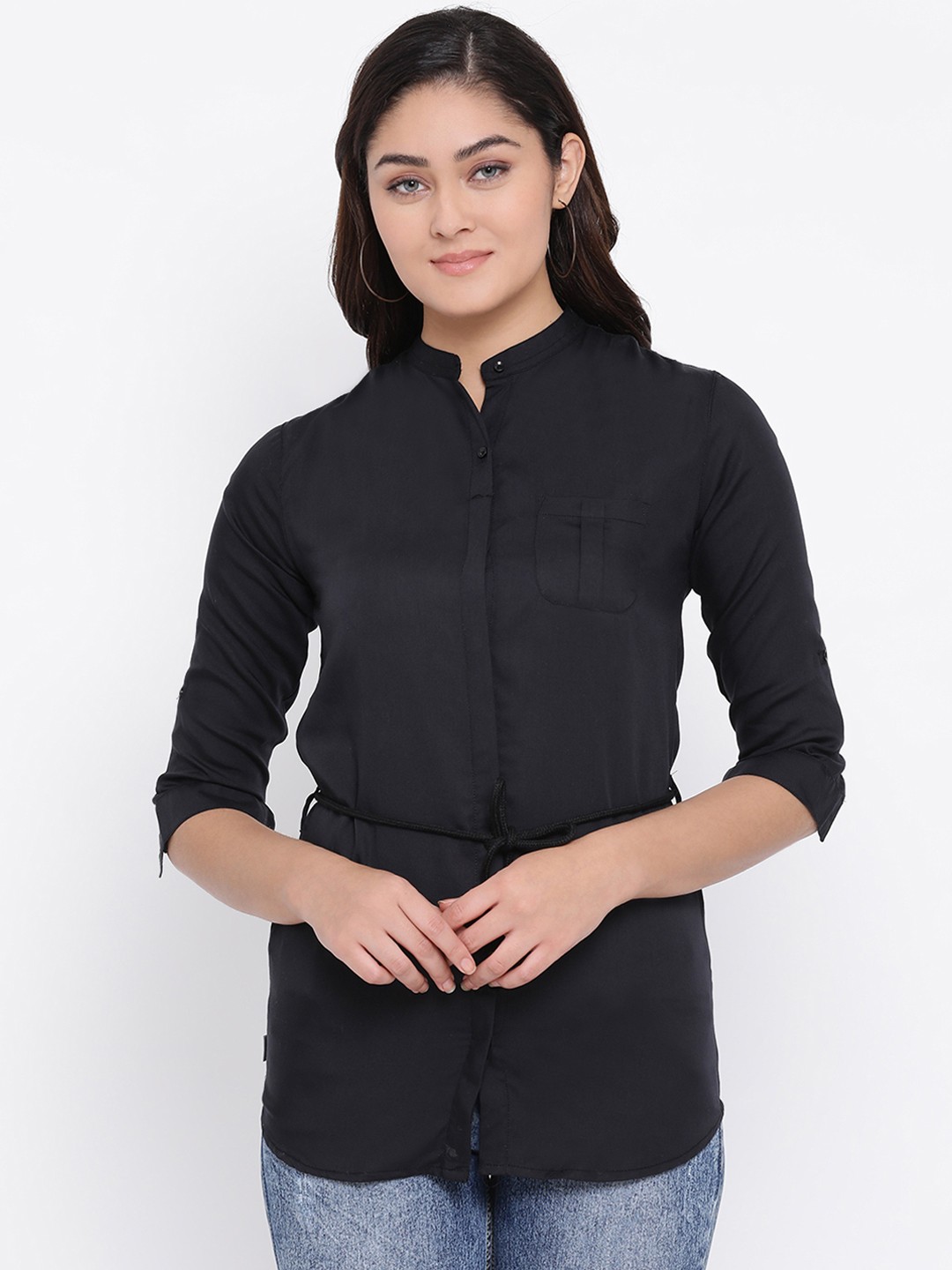 

Crimsoune Club Women Black Standard Slim Fit Solid Casual Shirt