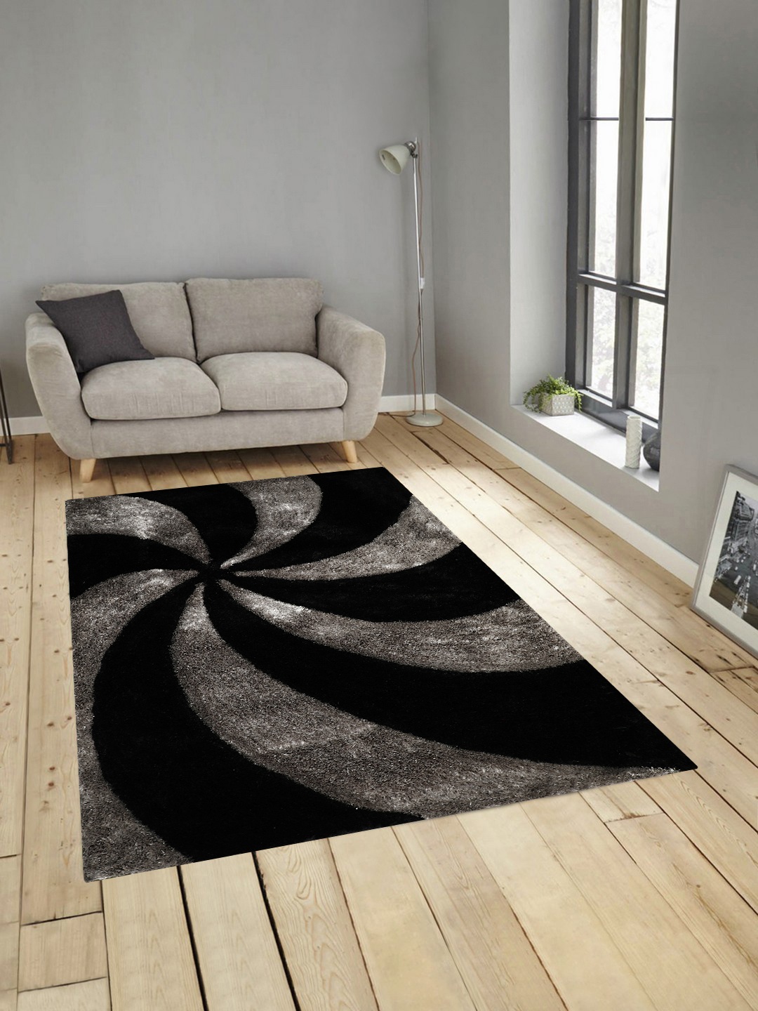

PRESTO Black & Grey Printed Anti-Skid Carpet