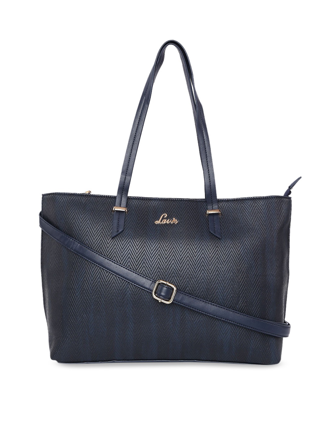 

Lavie Navy Blue Textured Handheld Bag