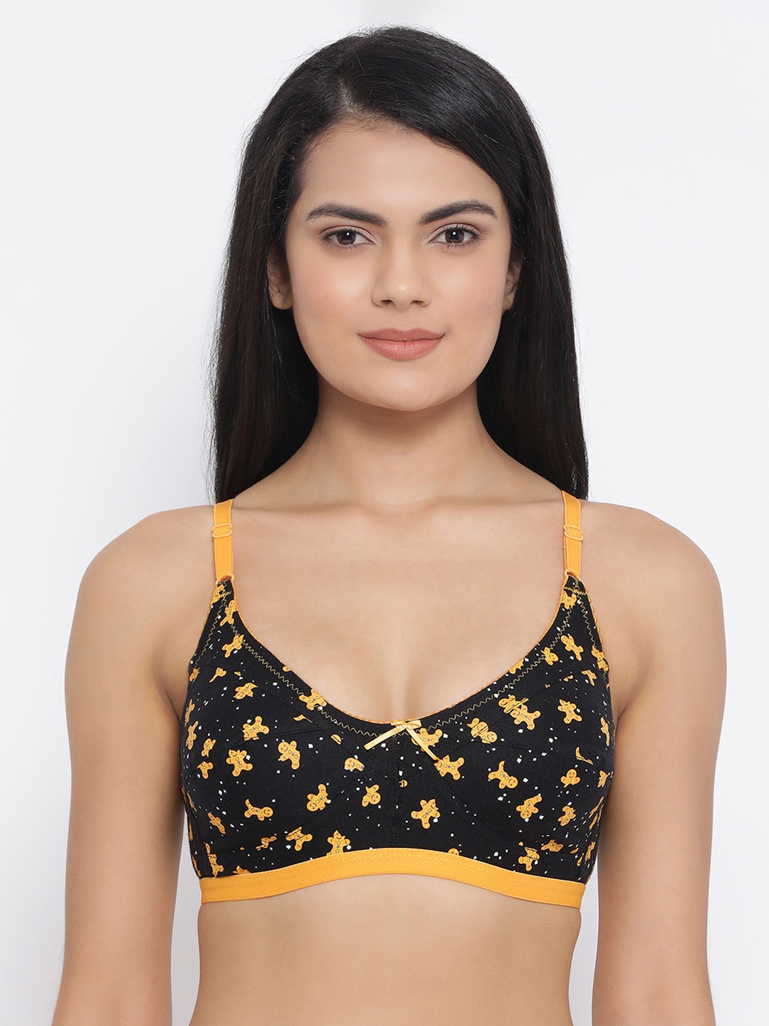 

Clovia Black & Yellow Printed Non-Wired Non Padded Everyday BraBR0185X1332B