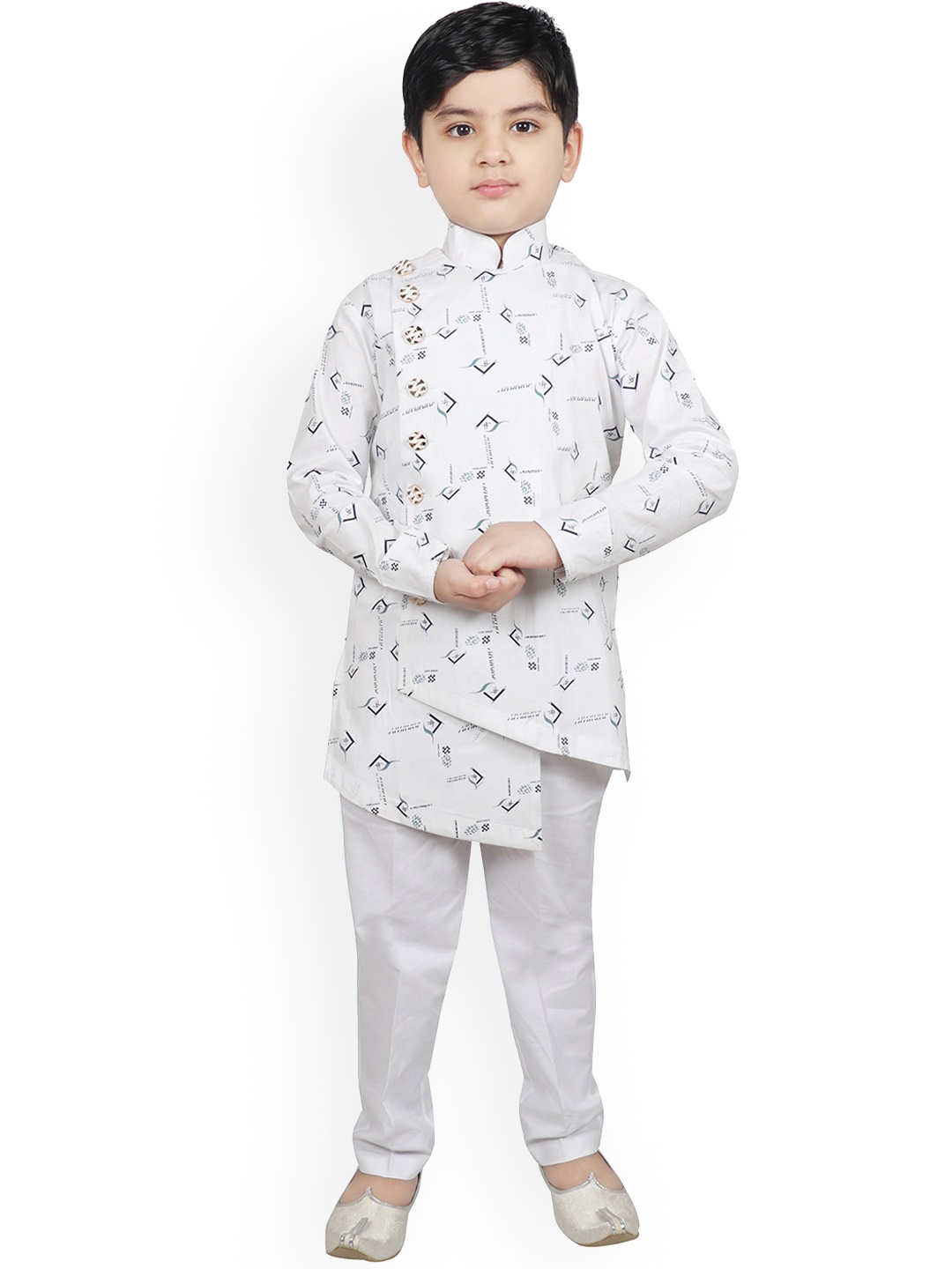 

SG YUVRAJ Boys White Printed Kurta with Trousers