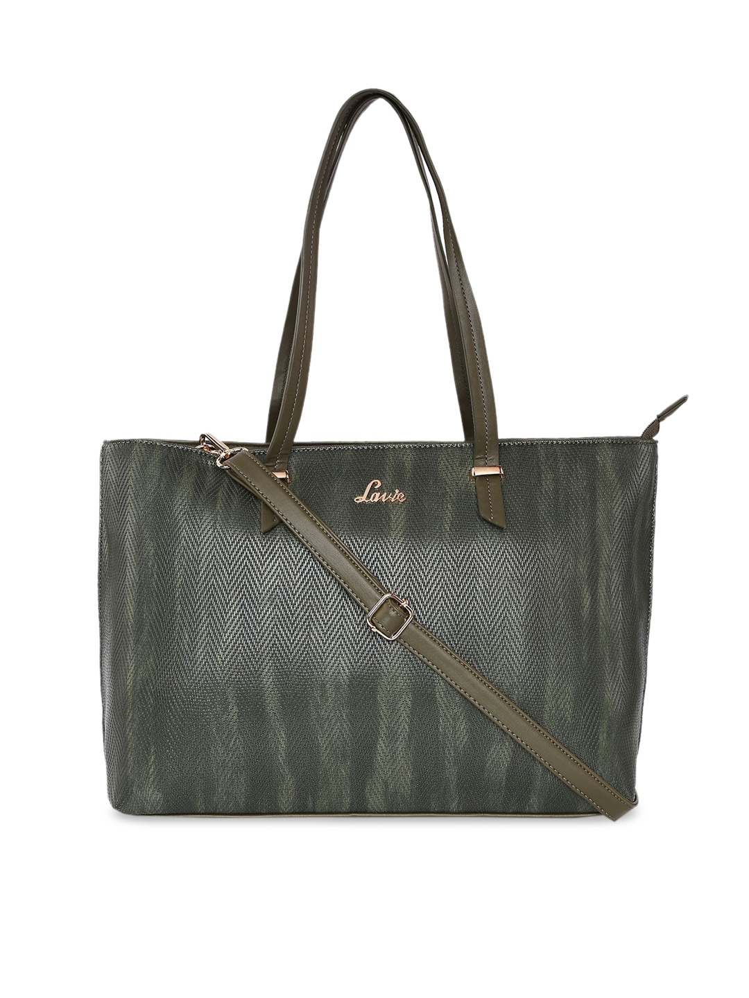 

Lavie Olive Green Textured Handheld Bag