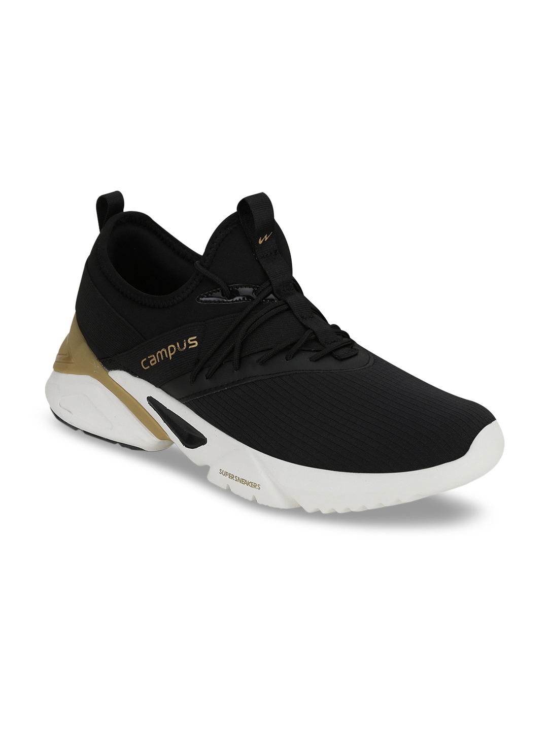 

Campus Men Black Mesh Mid-Top Running Shoes