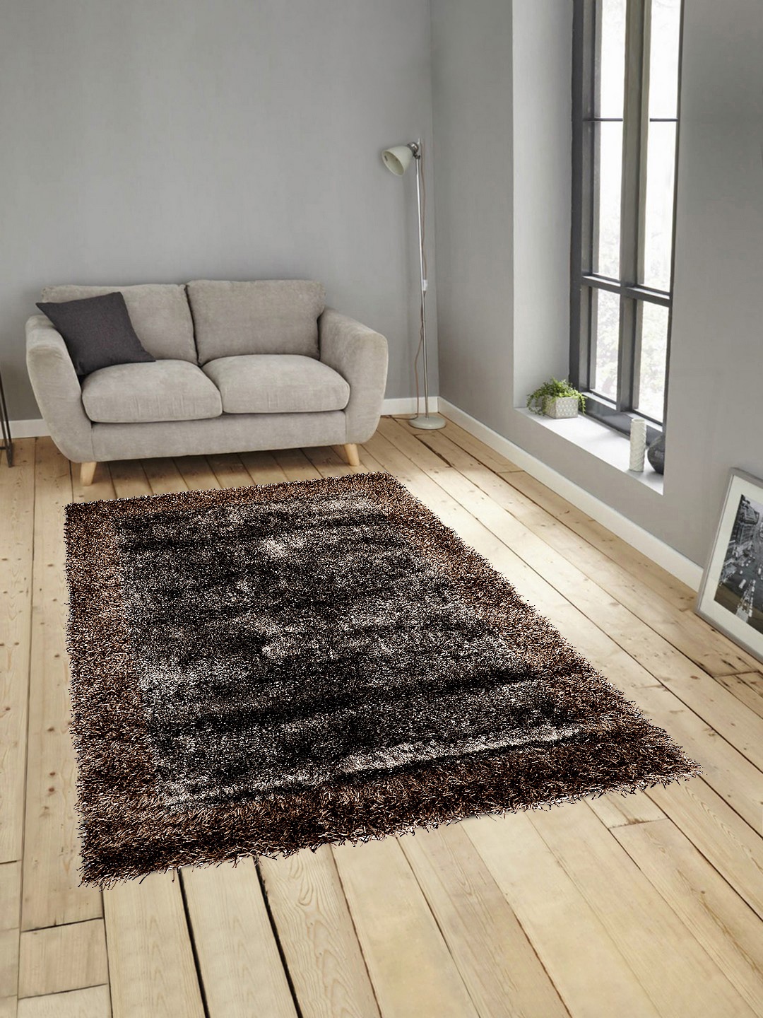 PRESTO Brown & Black Printed Anti-Skid Carpet