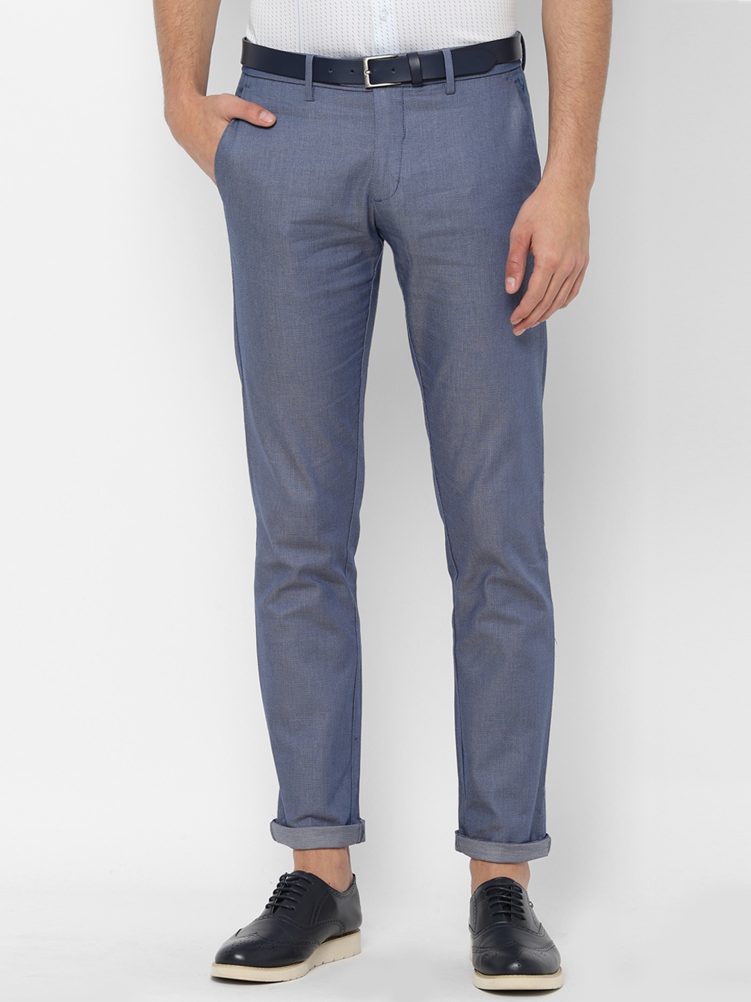 

Allen Solly Men Blue Slim Fit Self Design Formal Trousers