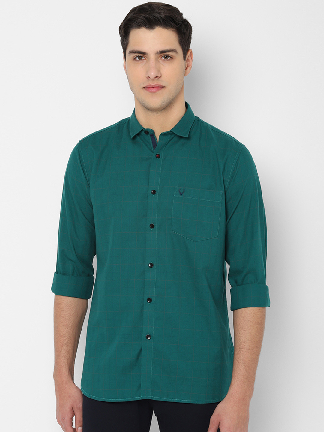 

Allen Solly Men Green Slim Fit Checked Casual Shirt