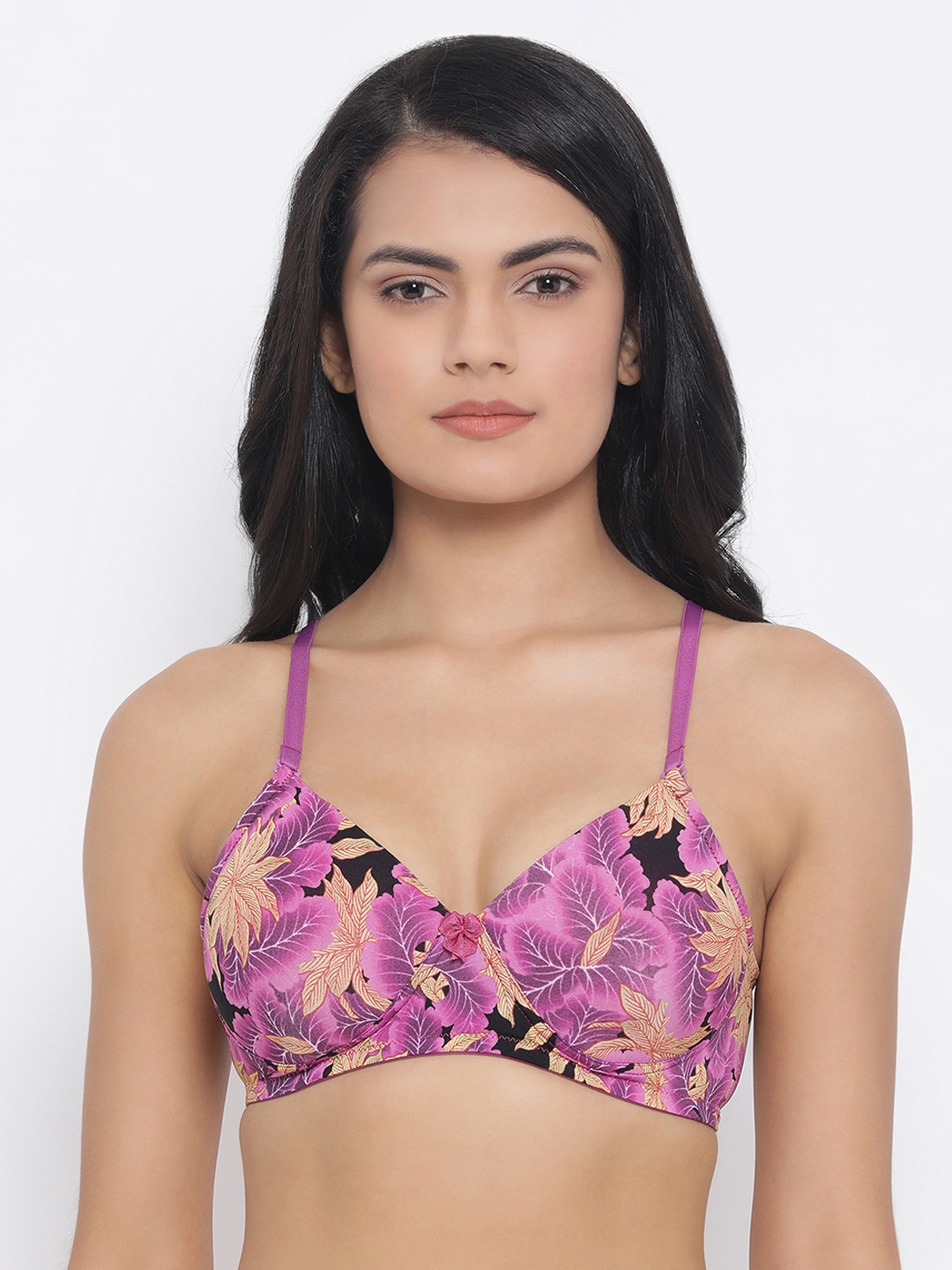 

Clovia Purple Printed Padded Non-Wired T-shirt Bra BR1963P1532B