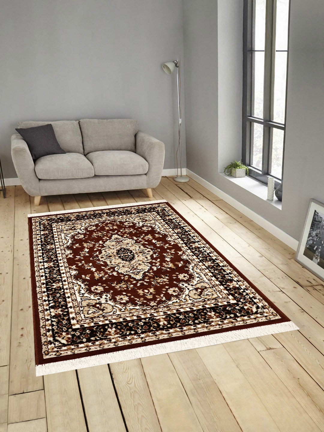

PRESTO Brown & Beige Printed Anti-Skid Carpet