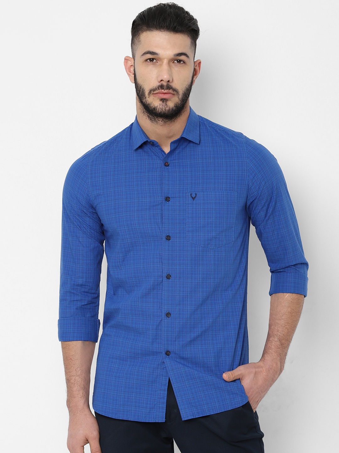 

Allen Solly Men Blue Slim Fit Checked Casual Shirt