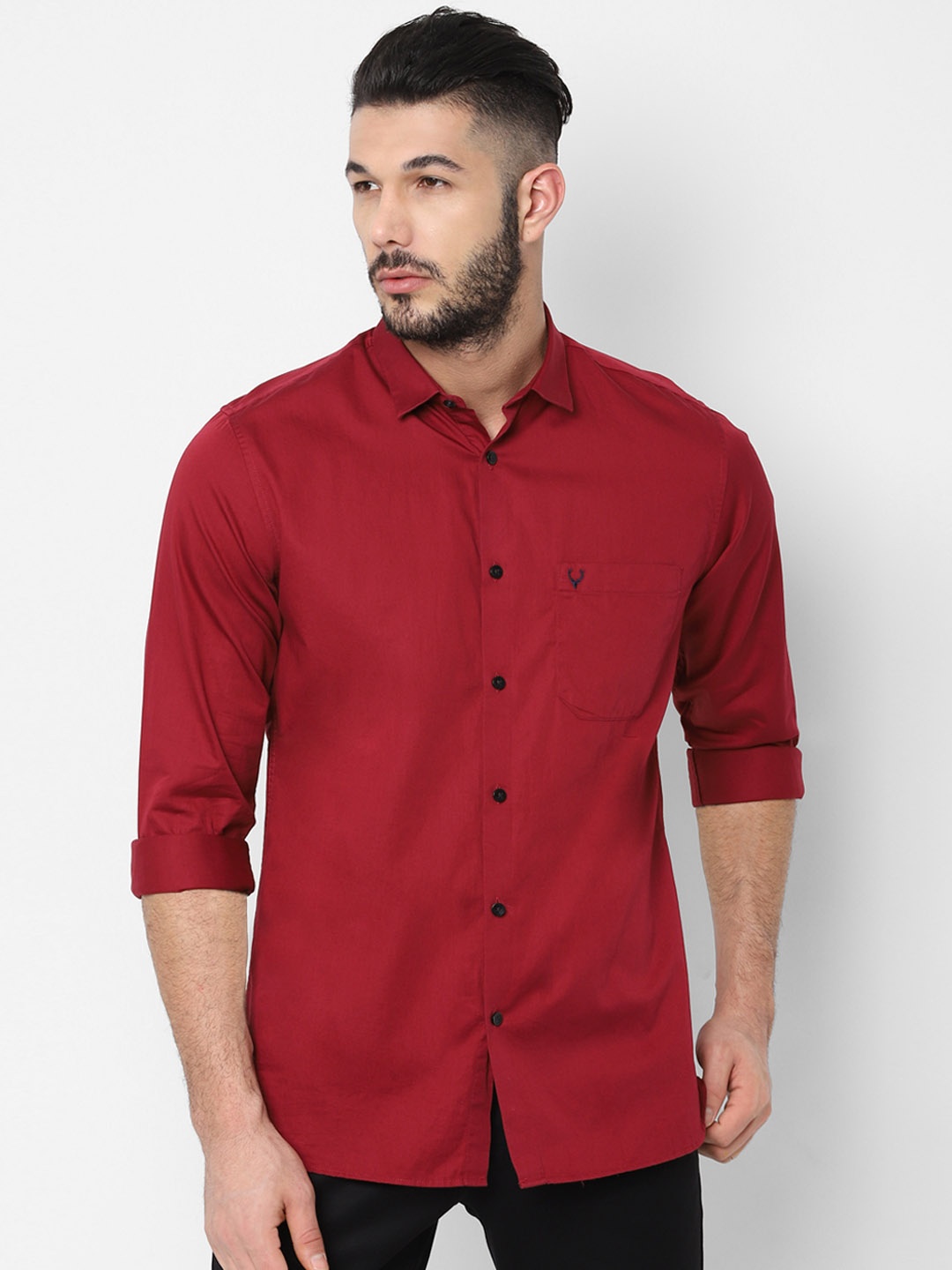 

Allen Solly Men Maroon Slim Fit Solid Casual Shirt