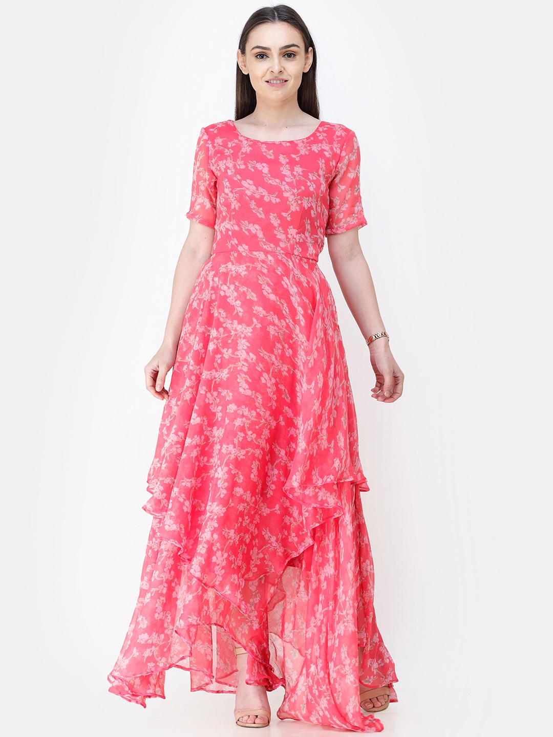 

SCORPIUS Women Pink Floral Printed Maxi Dress