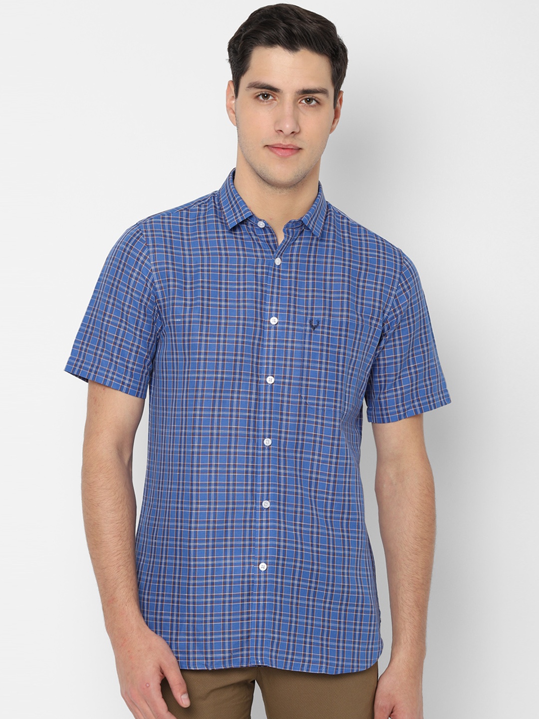 

Allen Solly Men Blue & Off-White Slim Fit Checked Casual Shirt