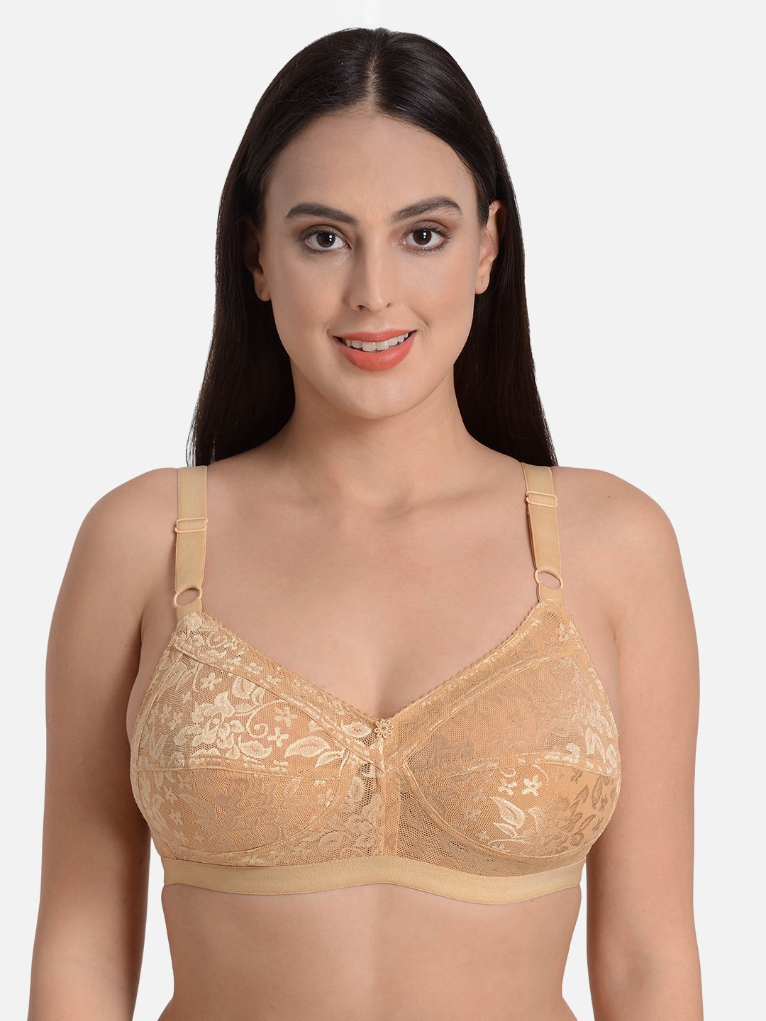 

mod & shy Beige Lace Non-Wired Non Padded Minimizer Bra MS129