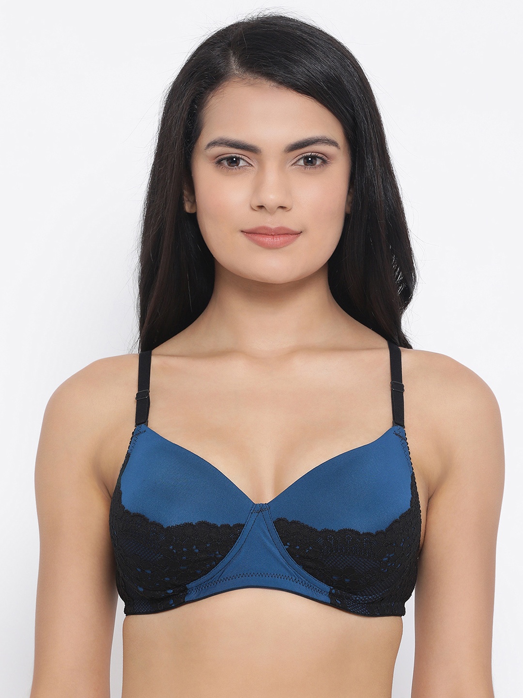 

Clovia Blue Lace Underwired Lightly Padded Everyday Bra BR1766A0832B