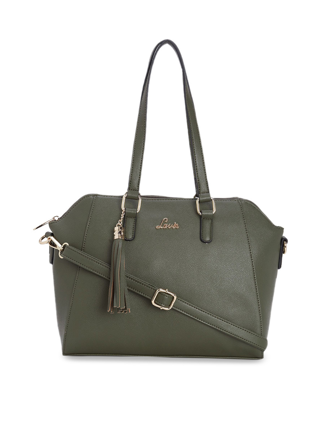 

Lavie Olive Green Solid Handheld Bag