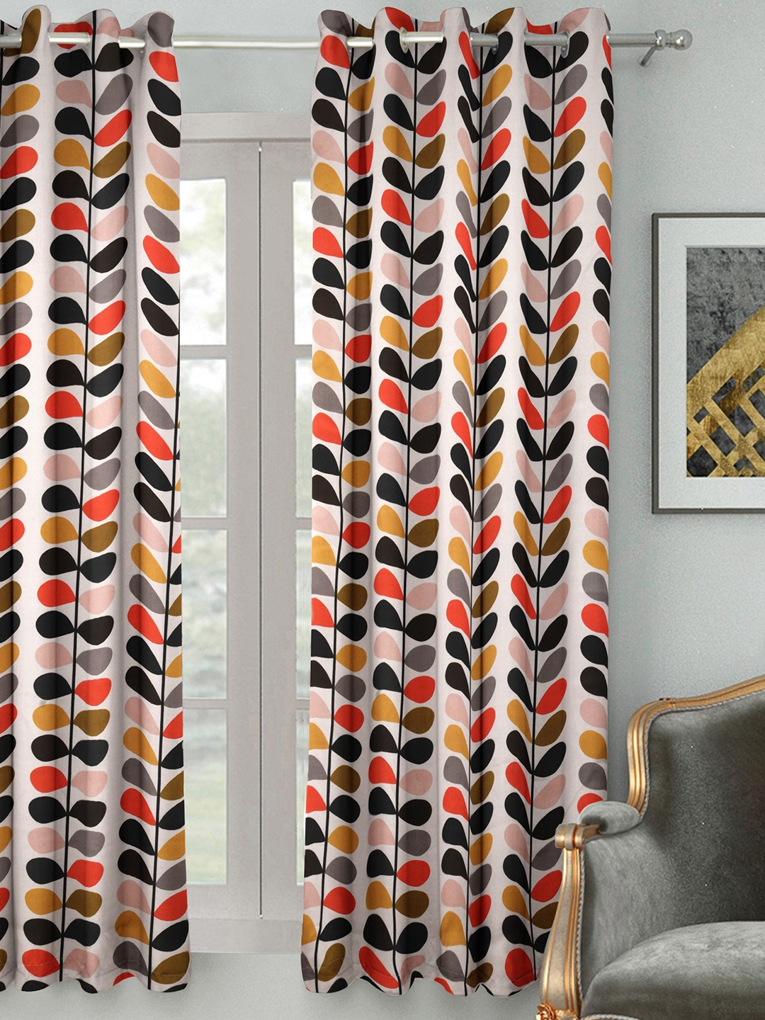

HOUZZCODE Off-White Printed Single Curtain