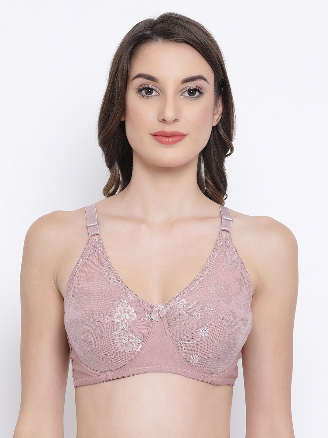 

Clovia Pink Self Design Padded Wired Full Figure Bra BR1982P2236B