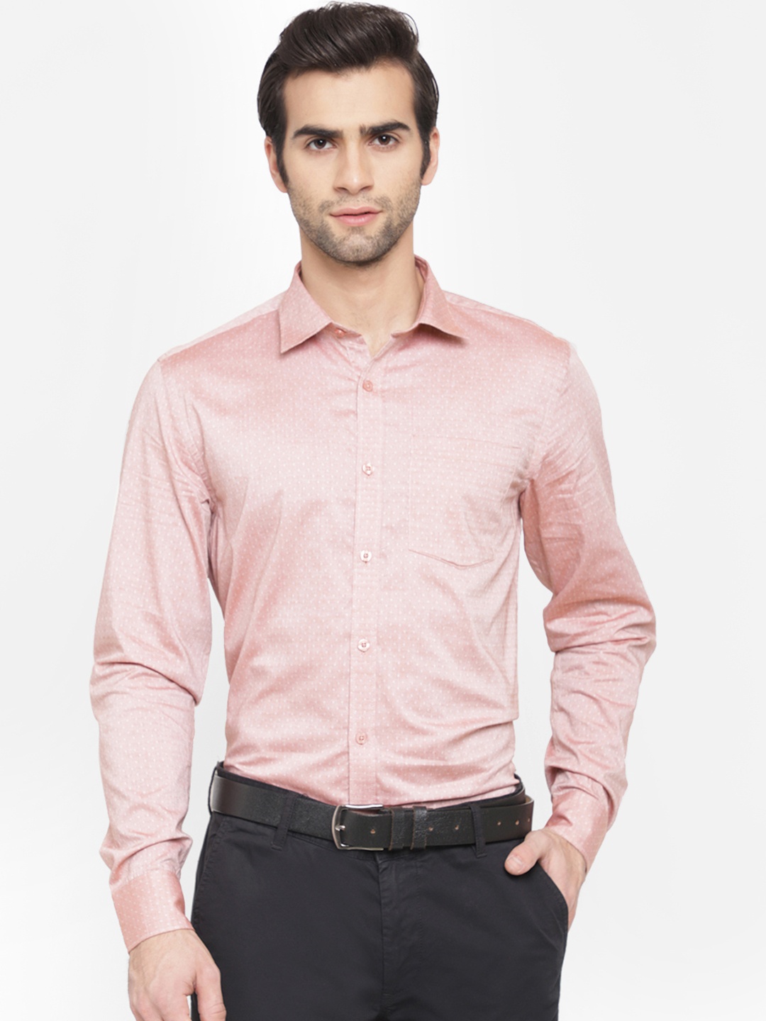 

cape canary Men Peach-Coloured Regular Fit Printed Casual Shirt