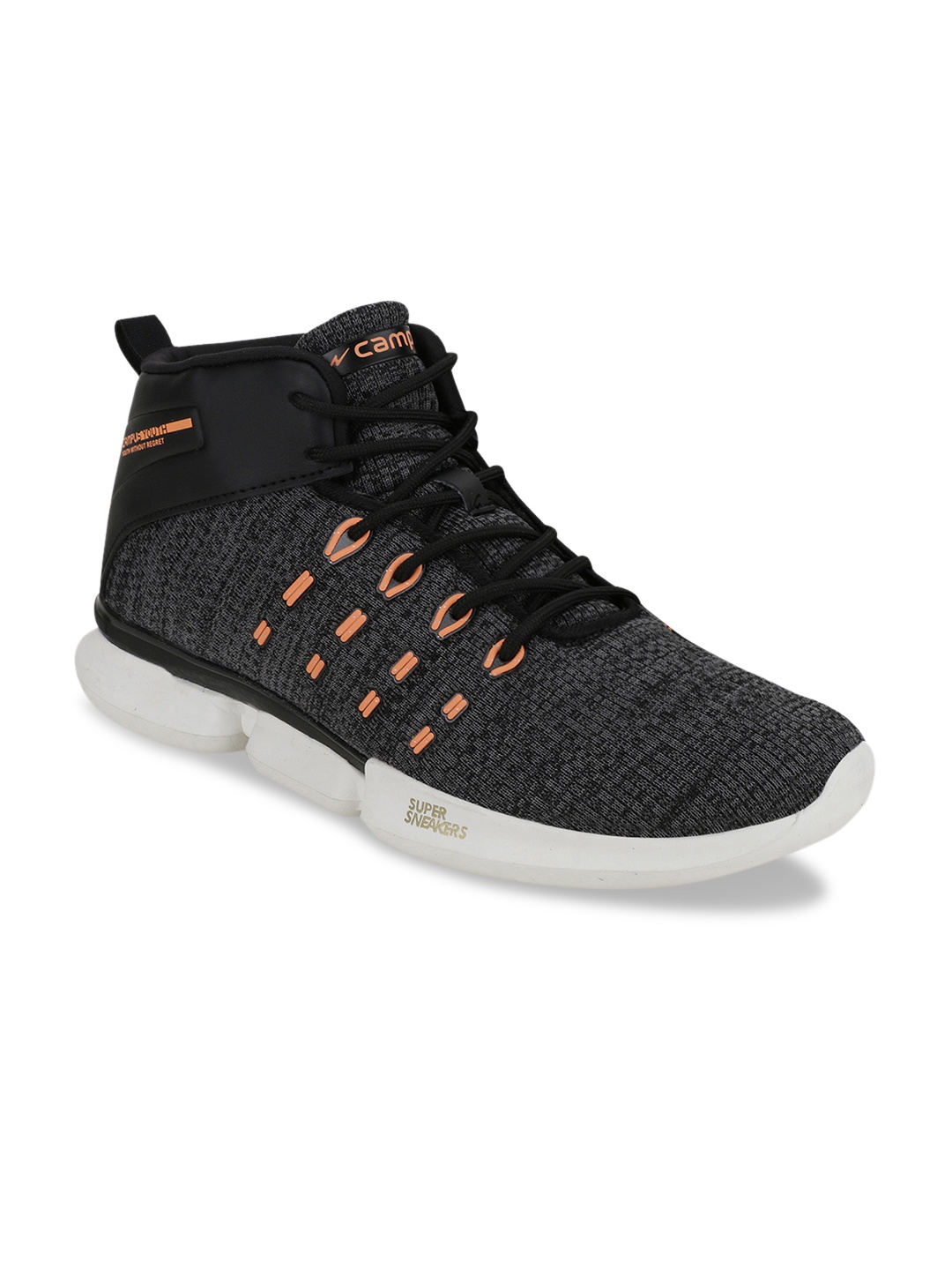 

Campus Men Black Textile Mid-Top Running Shoes