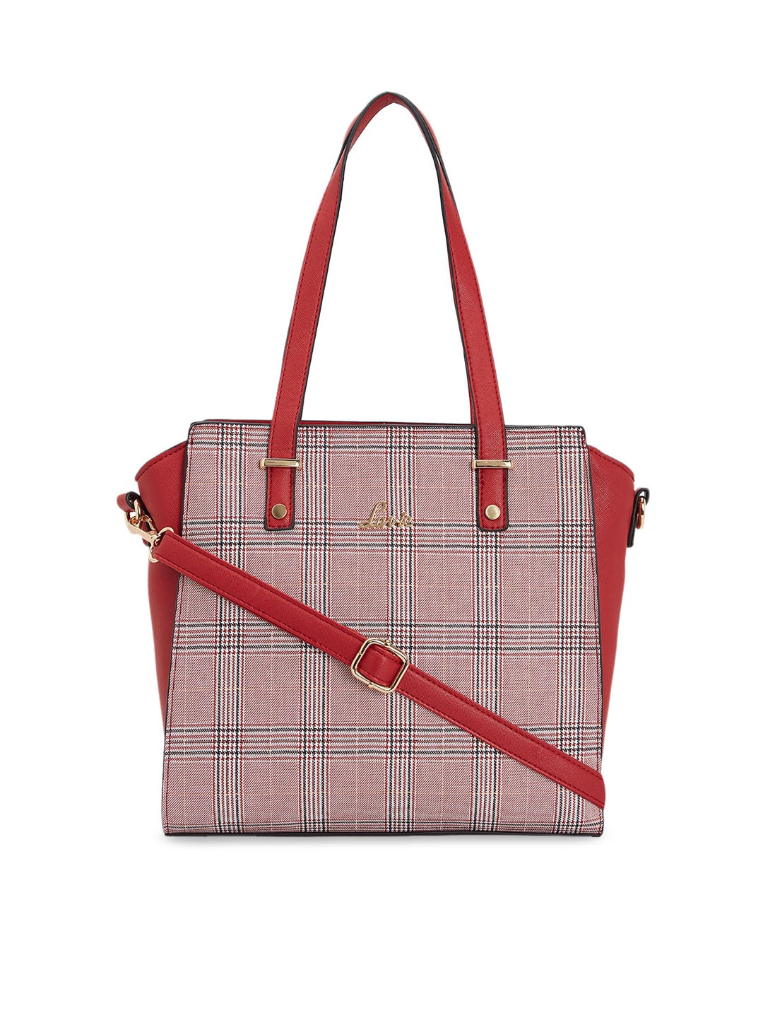

Lavie Red & White Checked Handheld Bag