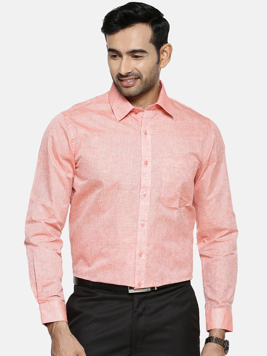 

Ramraj Men Orange Original Regular Fit Solid Formal Shirt