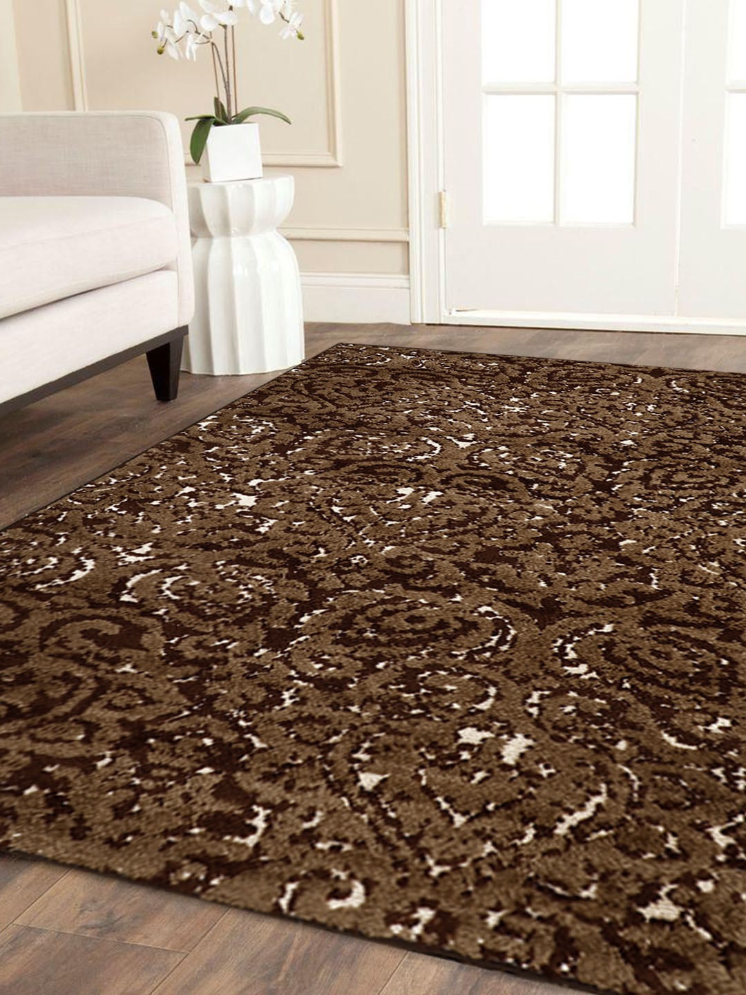 

PRESTO Brown & Beige Printed Anti-Skid Carpet