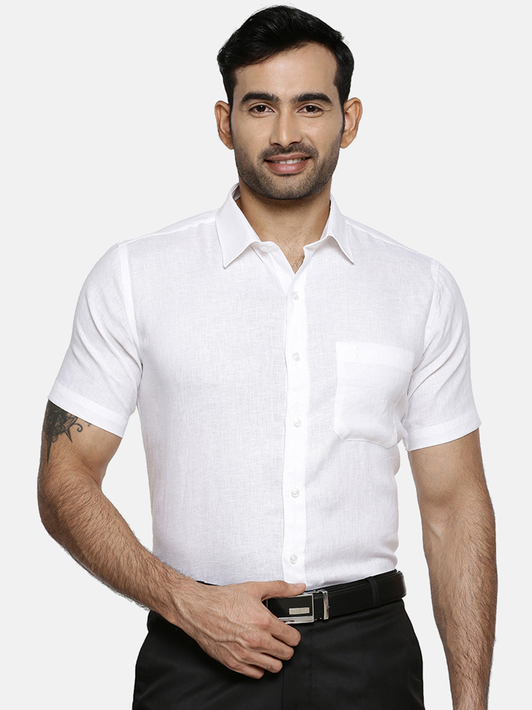 

Ramraj Men White Original Slim Fit Solid Formal Shirt