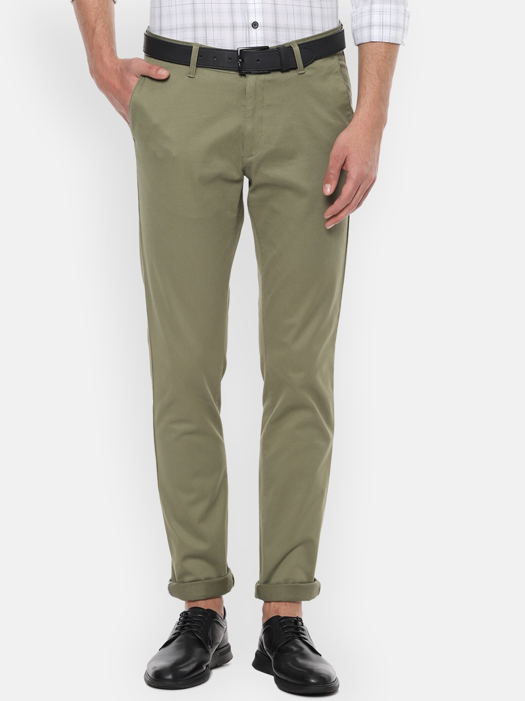 

Van Heusen Sport Men Olive Green Slim Fit Solid Formal Trousers