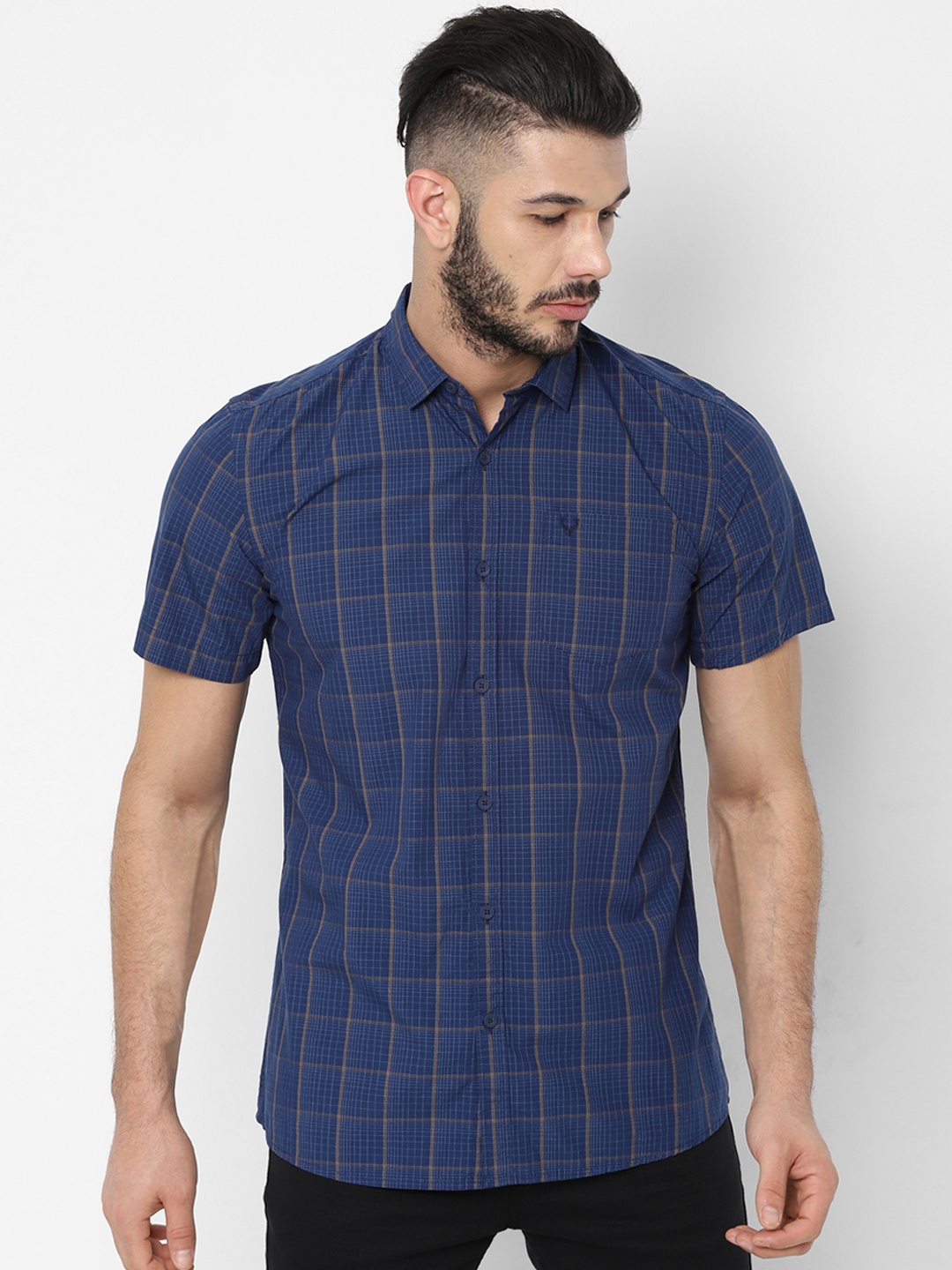 

Allen Solly Sport Men Navy Blue Regular Fit Checked Casual Shirt