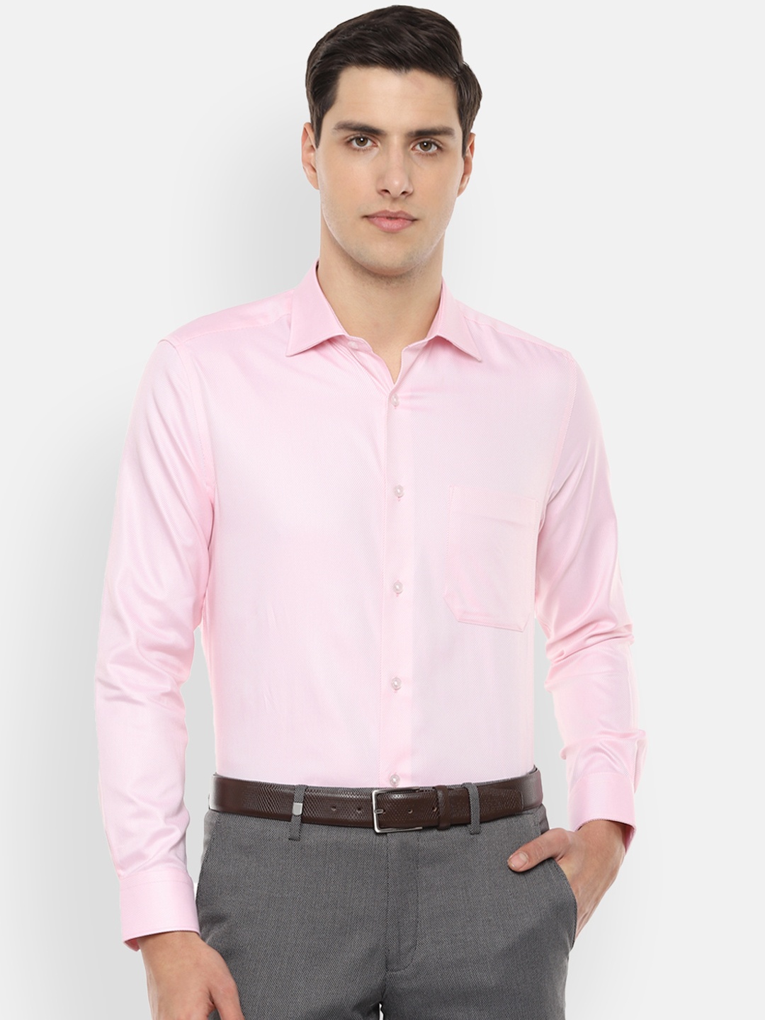

Louis Philippe Men Pink Regular Fit Solid Formal Shirt