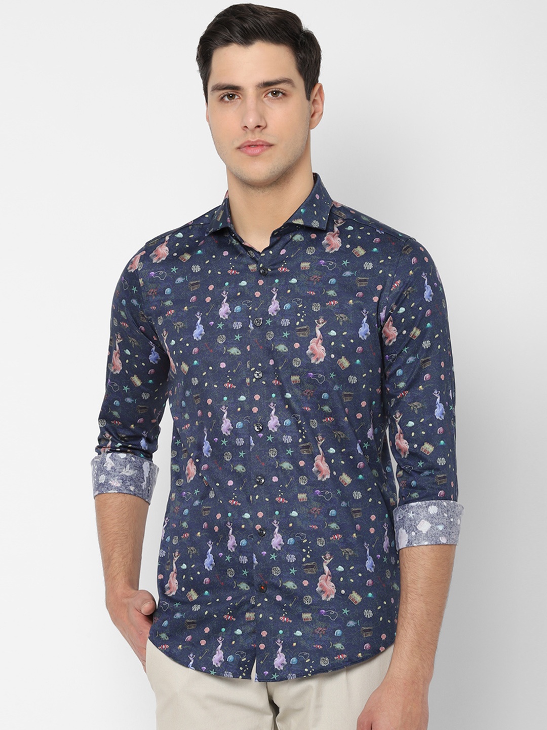 

SIMON CARTER LONDON Men Navy Blue Slim Fit Printed Casual Shirt
